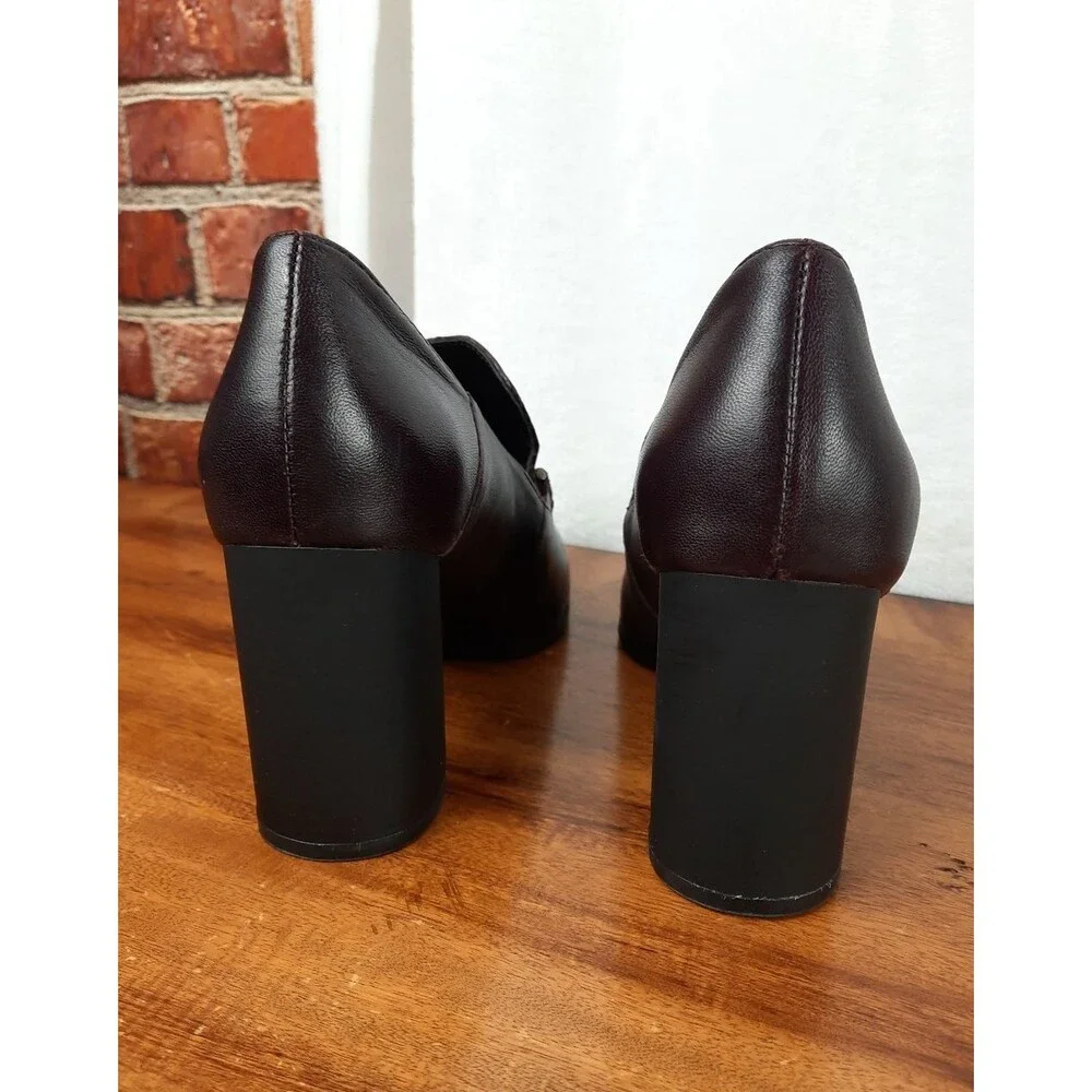 DKNY Burgundy Leather Block Heels Size 7.5